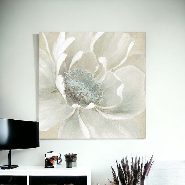 Homeroots Soft Winter Flower Unframed Print Wall Art  Polyester 398848