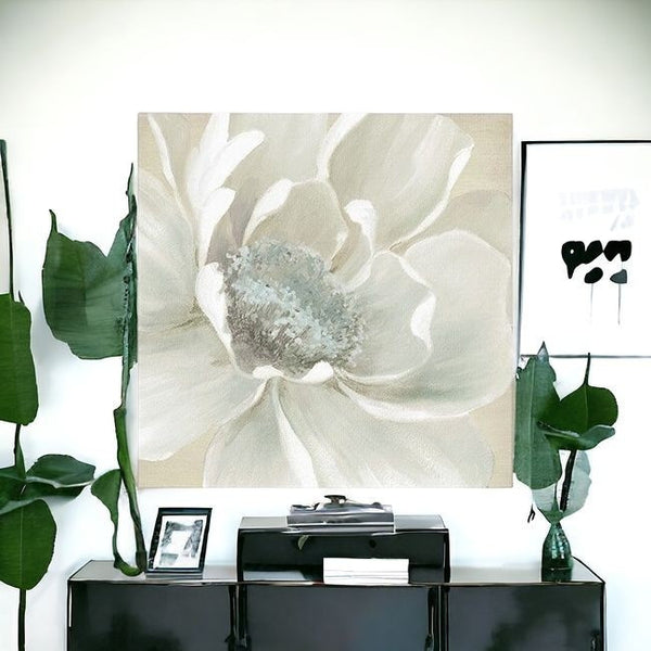 Homeroots Soft Winter Flower Unframed Print Wall Art  Polyester 398848