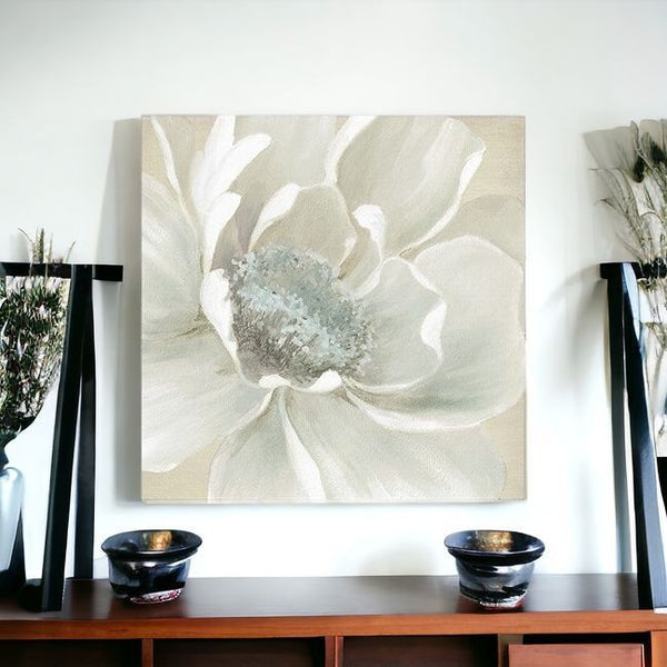 Homeroots Soft Winter Flower Unframed Print Wall Art  Polyester 398849