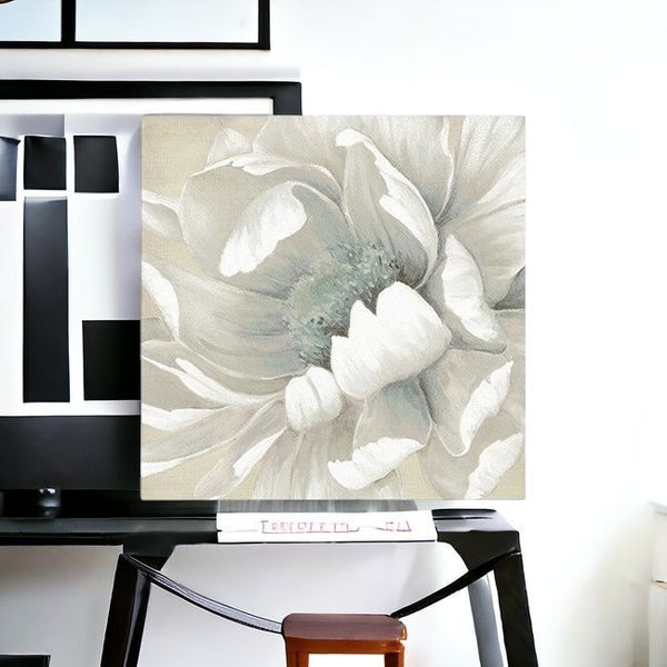 Homeroots Soft Winter Flower In Bloom Unframed Print Wall Art  Polyester 398850