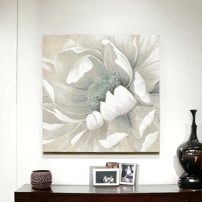 Homeroots Soft Winter Flower In Bloom Unframed Print Wall Art  Polyester 398851