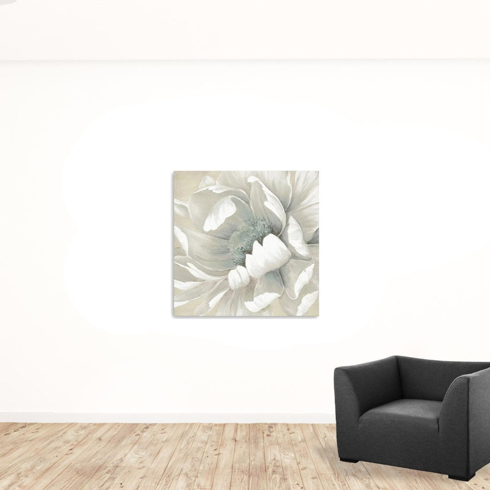 HomeRoots Soft Winter Flower in Bloom Unframed Canvas Print - Serene Floral Wall Art for Modern Interiors 40"x40" 398852
