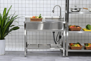 English Elm Stainless Steel Freestanding Utility Sink with Pull Out Faucet for Garage or Mudroom W3167P356272