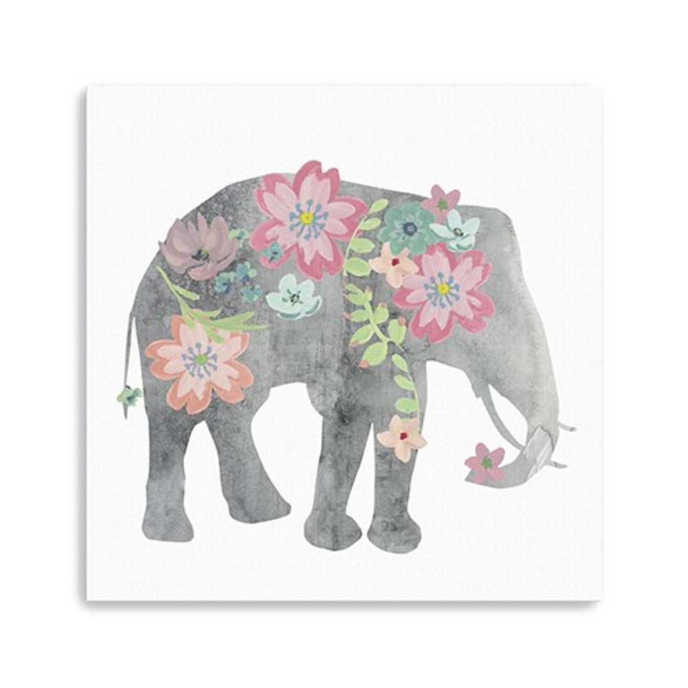 HomeRoots Floral Elephant Canvas Print - Whimsical Wall Art for Home Décor, Vibrant Colors & Modern Elegance 30"x30" 398860