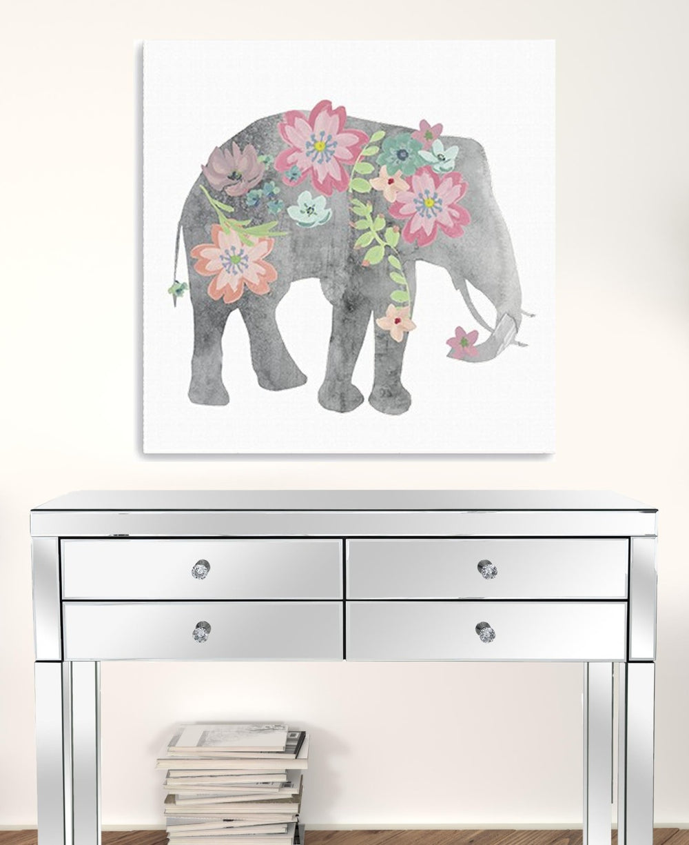 HomeRoots Floral Elephant Canvas Print - Whimsical Wall Art for Home Décor, Vibrant Colors & Modern Elegance 30"x30" 398860