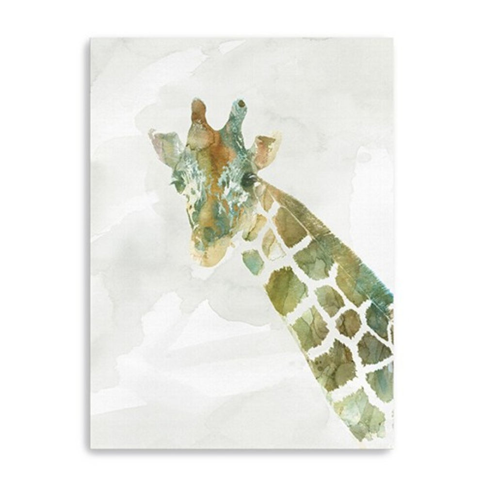 HomeRoots 32" Abstract Marble Watercolor Giraffe Canvas Wall Art - Bold Contemporary Decor for Any Space 30"x40" 398864