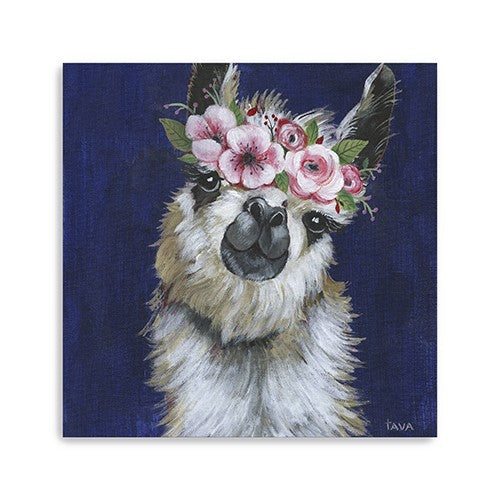 Homeroots Watercolor Flower Llama Unframed Print Wall Art  Polyester 398869