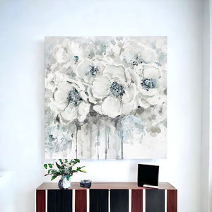 Homeroots Winter Blues Flower Unframed Print Wall Art  Polyester 398873