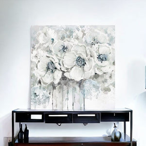 Homeroots Winter Blues Flower Unframed Print Wall Art  Polyester 398873