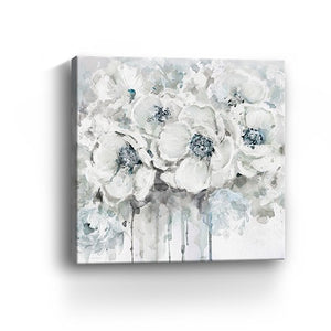Homeroots Winter Blues Flower Unframed Print Wall Art  Polyester 398874