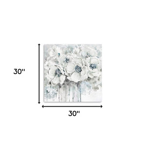 Homeroots Winter Blues Flower Unframed Print Wall Art  Polyester 398874