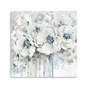 Homeroots Winter Blues Flower Unframed Print Wall Art  Polyester 398875