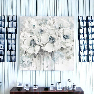 Homeroots Winter Blues Flower Unframed Print Wall Art  Polyester 398875