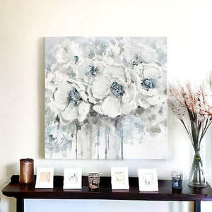 Homeroots Winter Blues Flower Unframed Print Wall Art  Polyester 398875