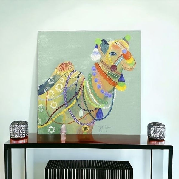 HomeRoots Moroccan Camel Unframed Print Wall Art - Elegant Canvas Décor for Modern and Bohemian Spaces 40"x40" 398878