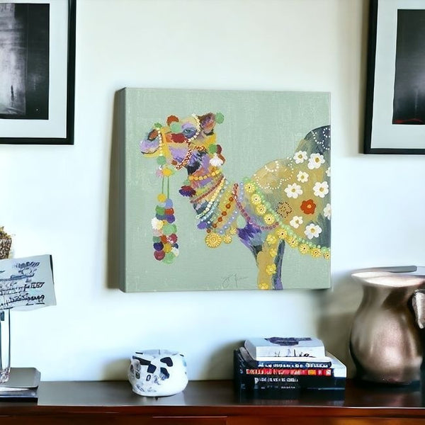 Homeroots Moroccan Party Camel Unframed Print Wall Art  Polyester 398879