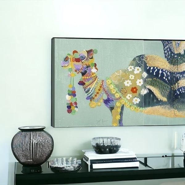 Homeroots Moroccan Party Camel Unframed Print Wall Art  Polyester 398880