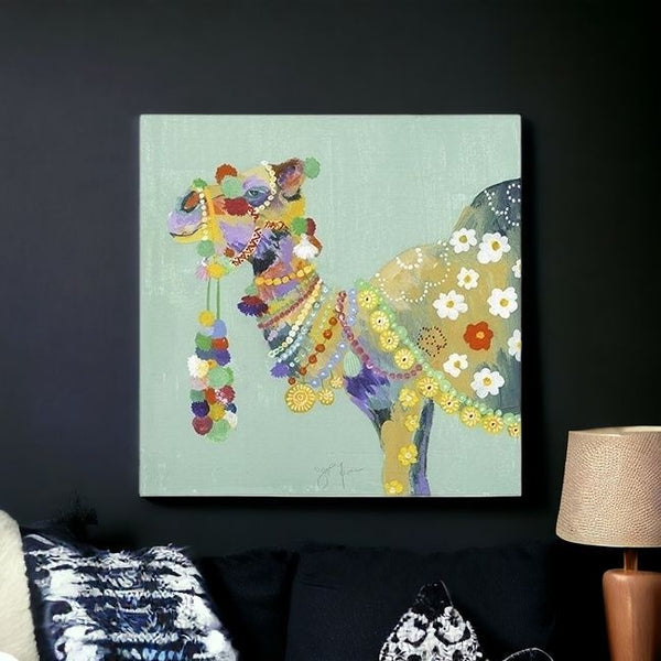 Homeroots Moroccan Party Camel Unframed Print Wall Art  Polyester 398881