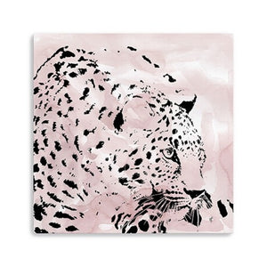 HomeRoots Pink Laying Leopard Canvas Art - Bold, Contemporary Wall Decor for Modern Spaces & Stylish Interiors 30"x30" 398883