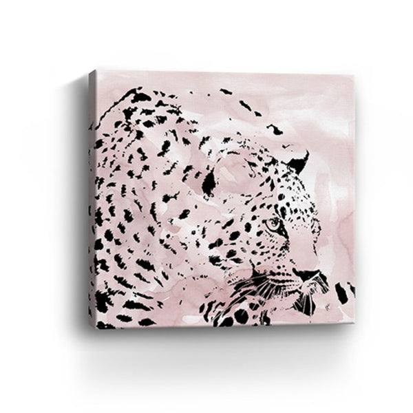 HomeRoots Pink Laying Leopard Canvas Art - Bold, Contemporary Wall Decor for Modern Spaces & Stylish Interiors 30"x30" 398883