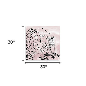 HomeRoots Pink Laying Leopard Canvas Art - Bold, Contemporary Wall Decor for Modern Spaces & Stylish Interiors 30"x30" 398883