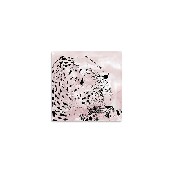 HomeRoots Pink Laying Leopard Canvas Art - Bold, Contemporary Wall Decor for Modern Spaces & Stylish Interiors 40"x40" 398884