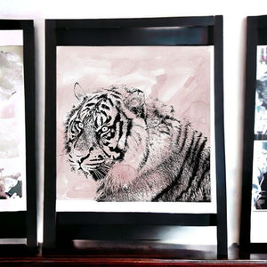 HomeRoots Pink Crouching Tiger Canvas Art - Bold, Unframed Wall Décor for Modern and Eclectic Spaces 40"x40" 398887