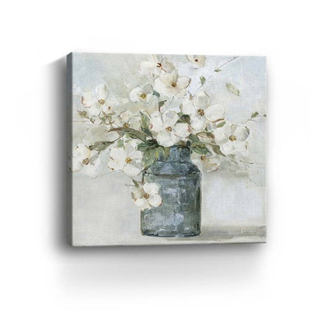 HomeRoots 30" Watercolor Soft Pastel Dogwood Bouquet Canvas Art for Modern Home Décor - Ready to Hang! 30"x30" 398889