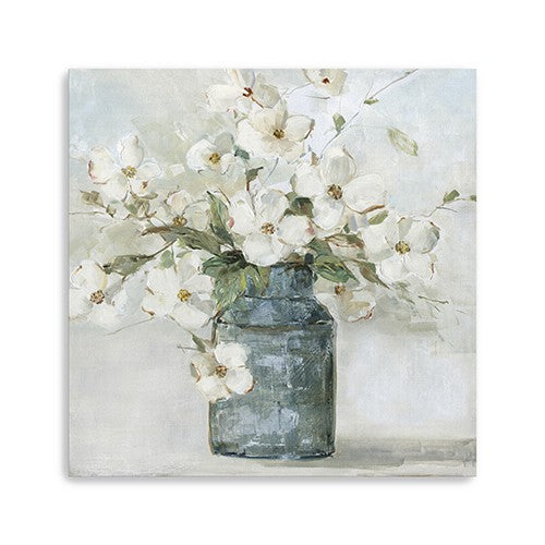Homeroots 40" X 40" Watercolor Soft Pastel Dogwood Bouquet Canvas Wall Art  Polyester 398890