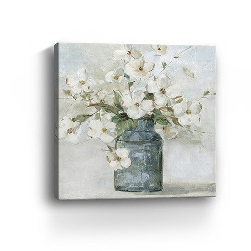 Homeroots 40" X 40" Watercolor Soft Pastel Dogwood Bouquet Canvas Wall Art  Polyester 398890