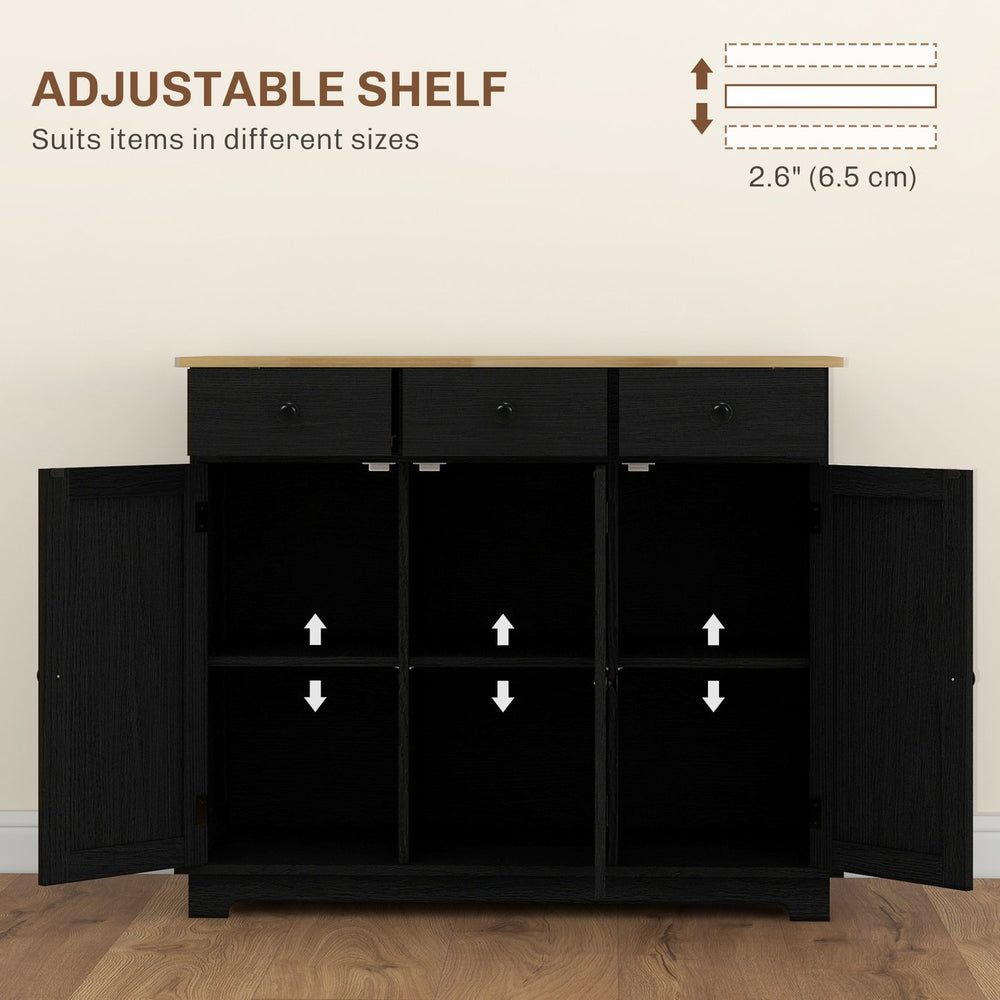English Elm Homcom Rustic Sideboard With Solid Rubberwood Top, Stylish Storage Cabinet For Kitchen & Dining Use W2225P229096