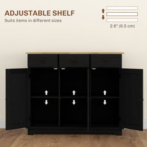 English Elm Homcom Rustic Sideboard With Solid Rubberwood Top, Stylish Storage Cabinet For Kitchen & Dining Use W2225P229096