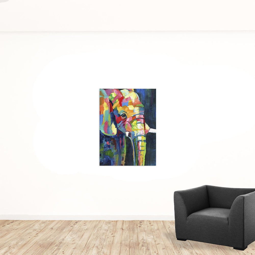Homeroots Bright Elephant Unframed Print Wall Art  Polyester 398893