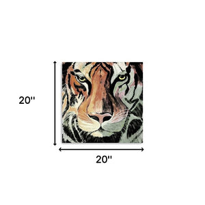 Homeroots Staring Tiger Portrait Unframed Print Wall Art  Polyester 398894