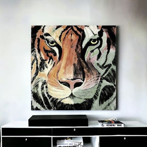 Homeroots Staring Tiger Portrait Unframed Print Wall Art  Polyester 398894