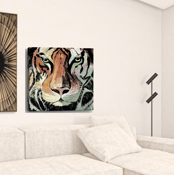 Homeroots Staring Tiger Portrait Unframed Print Wall Art  Polyester 398895