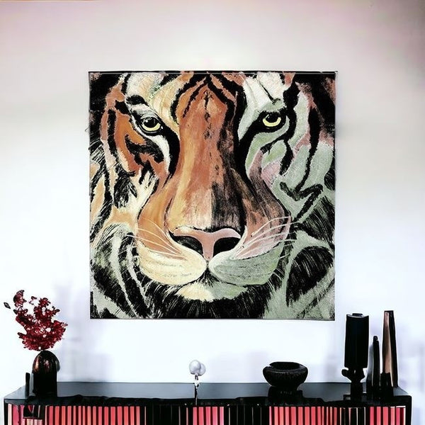 Homeroots Staring Tiger Portrait Unframed Print Wall Art  Polyester 398895
