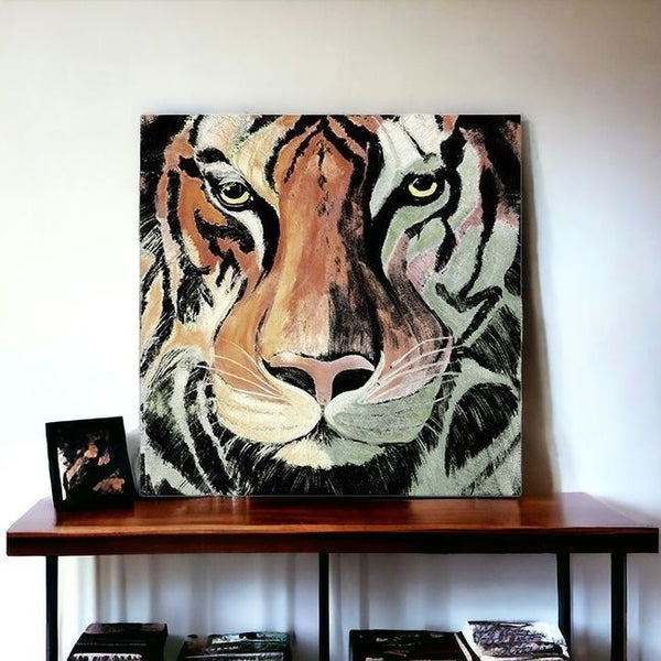 Homeroots Staring Tiger Portrait Unframed Print Wall Art  Polyester 398896