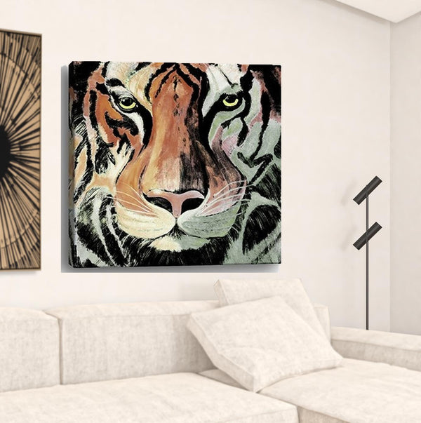 Homeroots Staring Tiger Portrait Unframed Print Wall Art  Polyester 398896