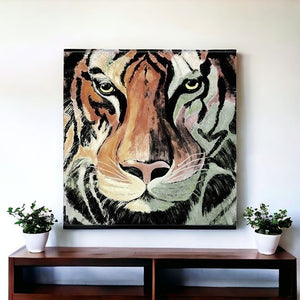 Homeroots Staring Tiger Portrait Unframed Print Wall Art  Polyester 398896