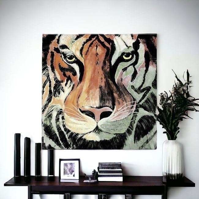 Homeroots Staring Tiger Portrait Unframed Print Wall Art  Polyester 398896