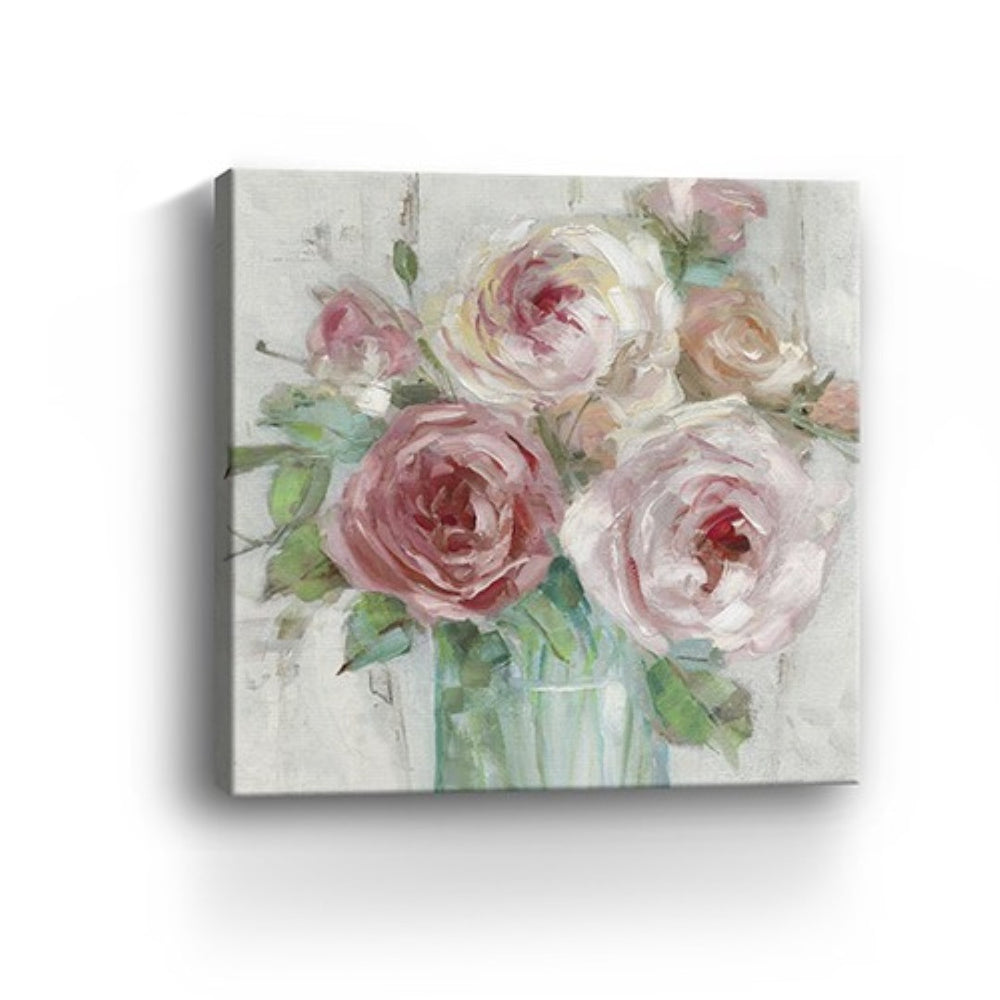 HomeRoots 30" Watercolor Peonies Bouquet Canvas Wall Art – Elegant, Fade-Resistant Decor for Any Room 30"x30" 398898