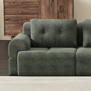 English Elm Modular Sectional Sofa with Chaise Full Foam Build Woven Fabric for Living Room Blackish Green W2379S00006