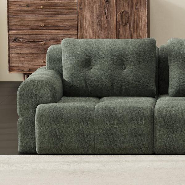 English Elm Modular Sectional Sofa with Chaise Full Foam Build Woven Fabric for Living Room Blackish Green W2379S00006