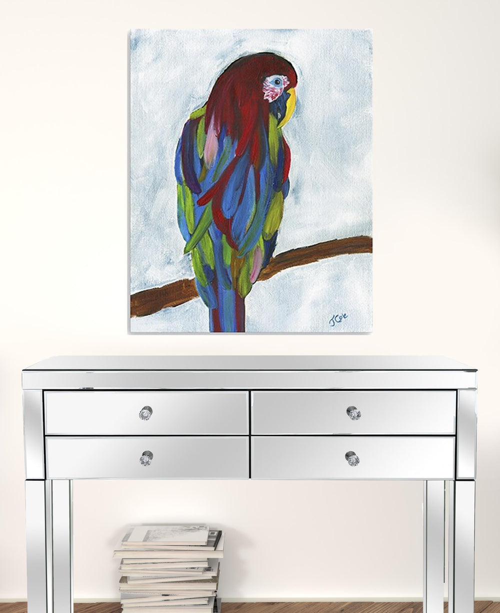 Homeroots Large Bright And Tropical Parrot Canvas Wall Art  Polyester 398901