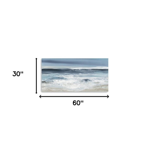 HomeRoots Long Beach Shore Unframed Canvas Print - Coastal Wall Art for Living Rooms, Bedrooms, and Offices 30"x60" 398904