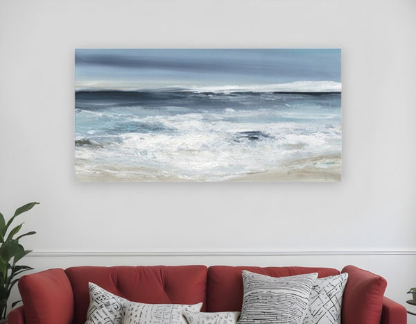 HomeRoots Long Beach Shore Unframed Canvas Print - Coastal Wall Art for Living Rooms, Bedrooms, and Offices 30"x60" 398904