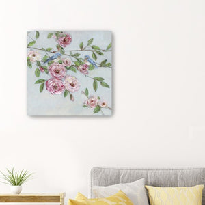 HomeRoots Small Elegant Pink Blooms Canvas Wall Art - Brighten Your Space with Charming Floral Decor 30"x30" 398906