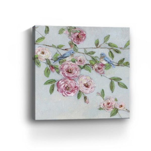 HomeRoots Small Elegant Pink Blooms Canvas Wall Art - Brighten Your Space with Charming Floral Decor 30"x30" 398906