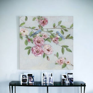 HomeRoots Small Elegant Pink Blooms Canvas Wall Art - Brighten Your Space with Charming Floral Decor 30"x30" 398906